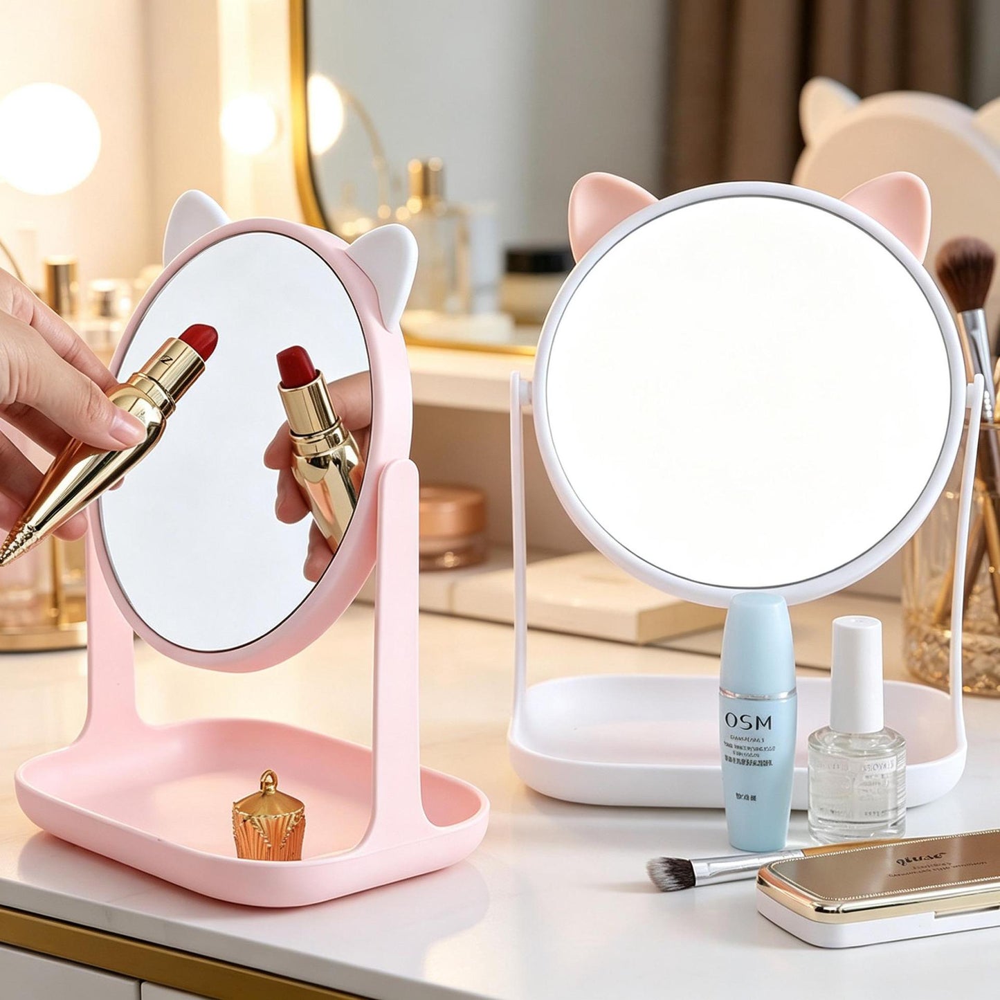 Cute Bunny-Themed Desktop Mirror