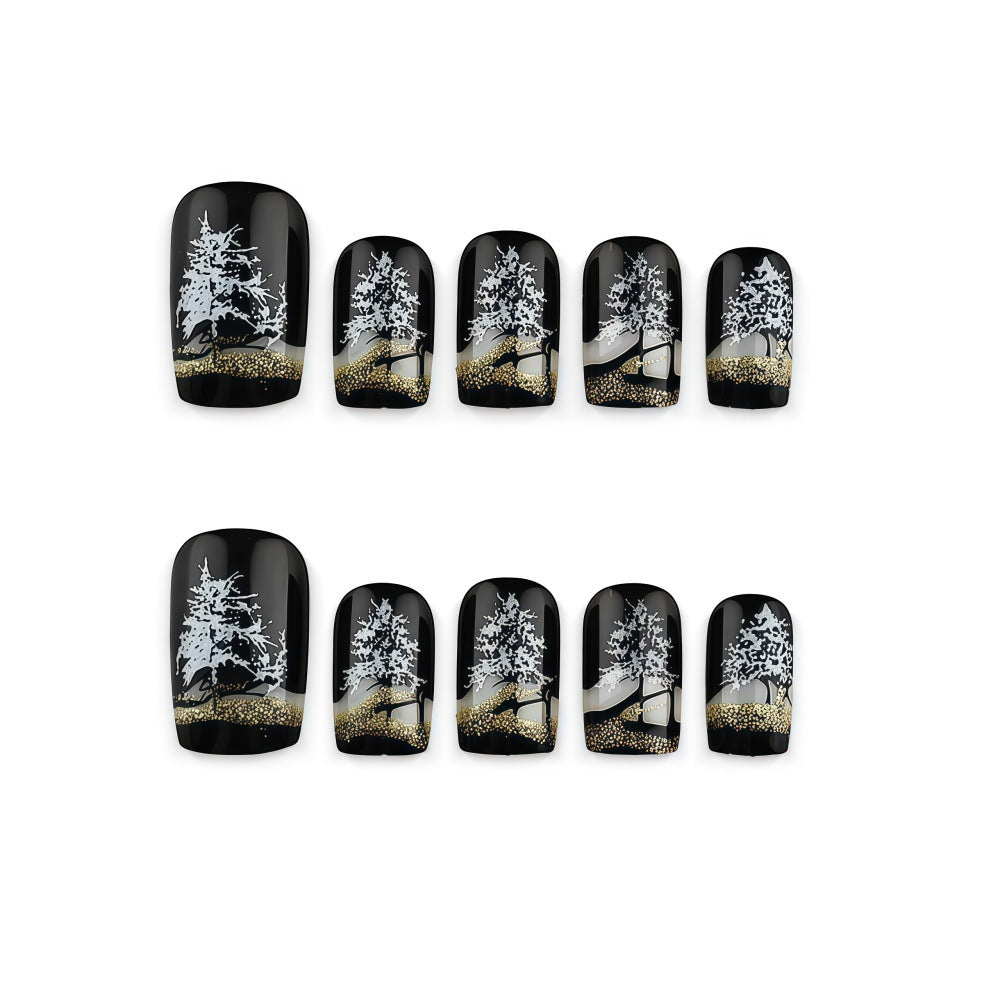 Artificial nails in elegant winter forest design Acalora