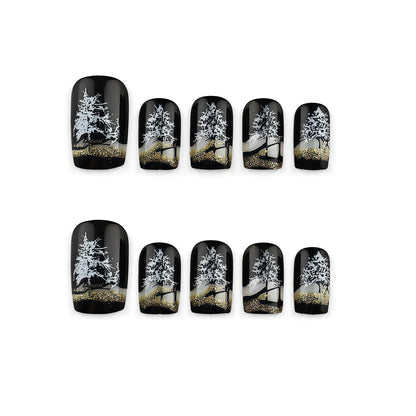 Artificial nails in elegant winter forest design Acalora