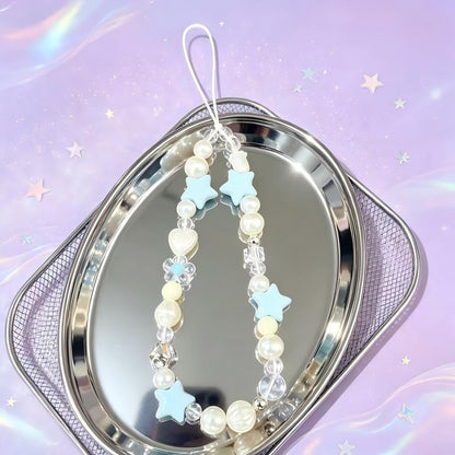 Decorative Star and Pearl Phone Charm Acalora