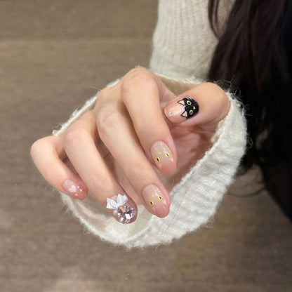 Whimsical Cat-Themed Press-On Nail Set Acalora