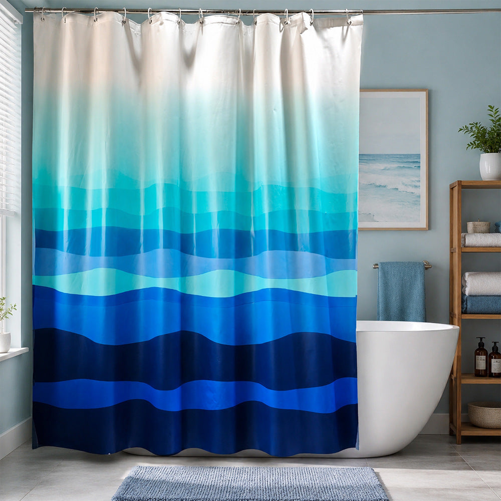 Gradient Wave Pattern Shower Curtain