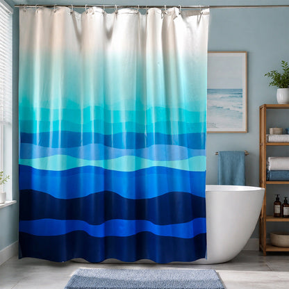 Gradient Wave Pattern Shower Curtain