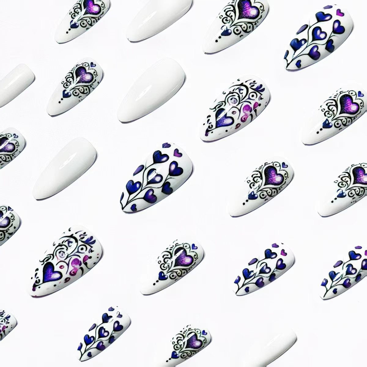 Artistic Heart-Design Nail Art Acalora
