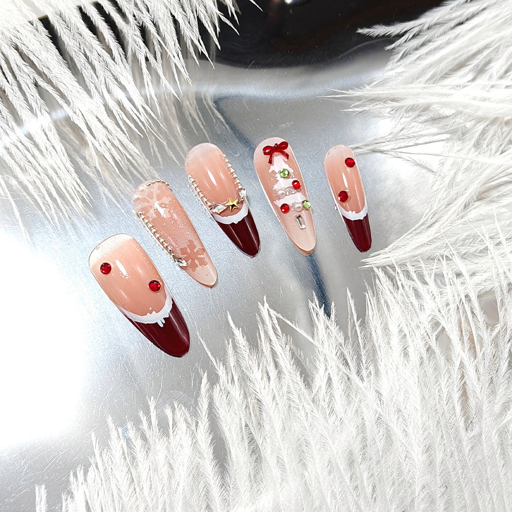 Artificial Christmas art nails with festive design Acalora