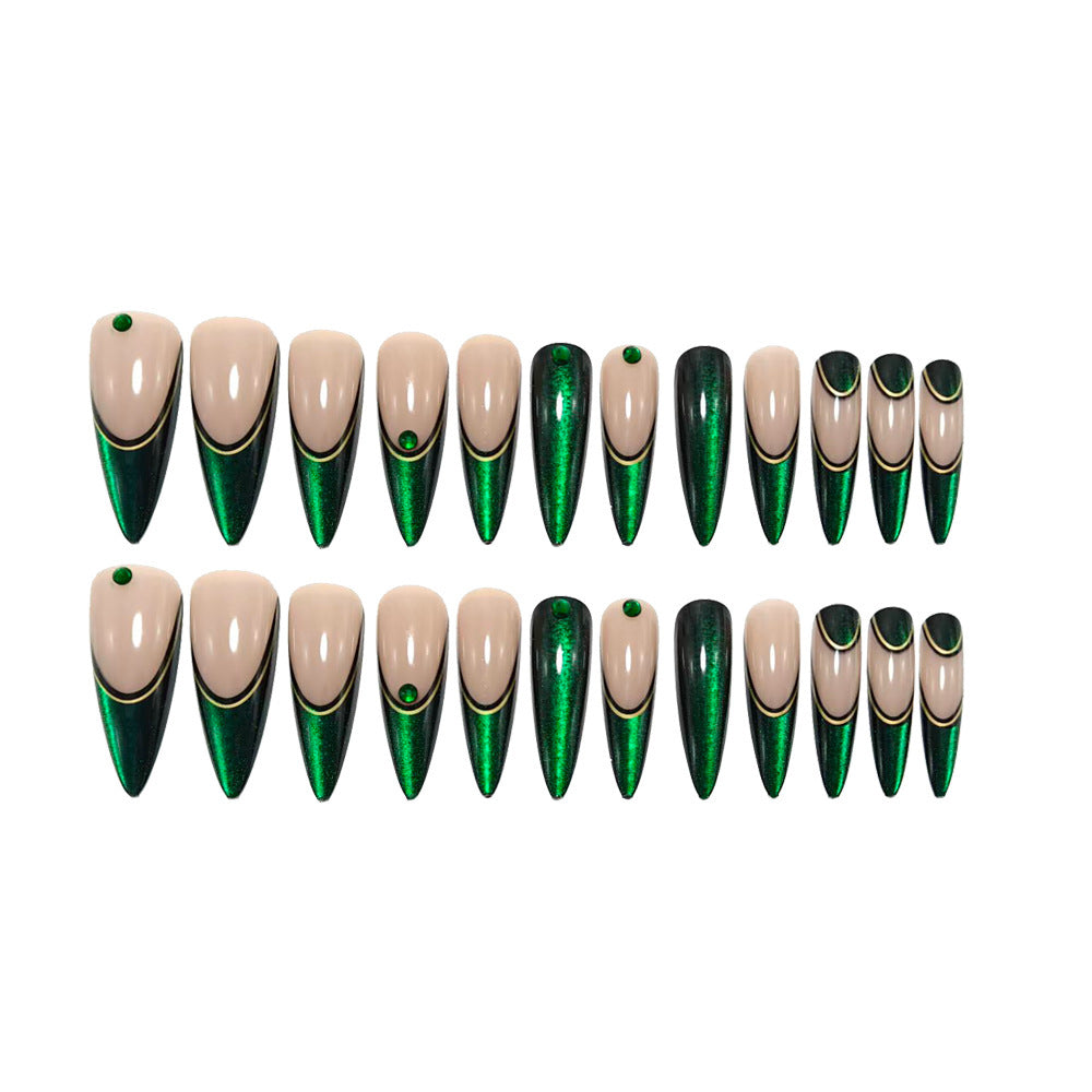 Artificial nails with elegant glitter gradient and modern accents Acalora
