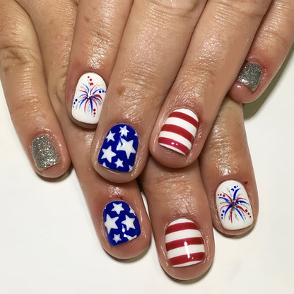 Patriotic Themed Press-On Nail Art Set Acalora