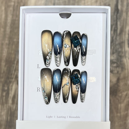 Stiletto Nail Art Set with Galactic Design Acalora