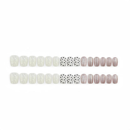 Artificial nail set with elegant glitter and dot design Acalora