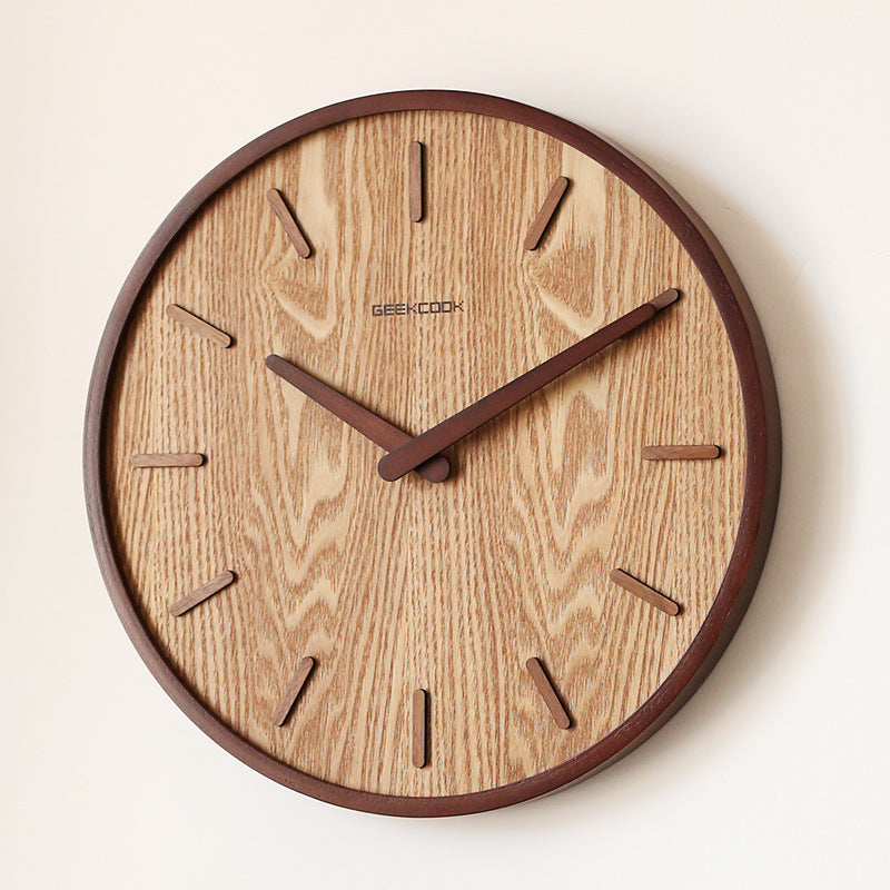 Minimalist silent wood wall clock 12 inch