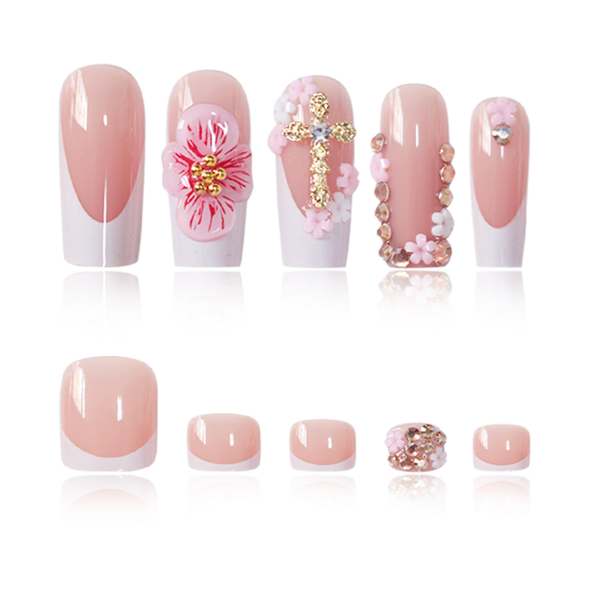 Floral Accent Press-On Nail Art Set Acalora