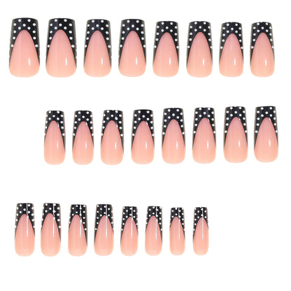 Elegant Polka Dot French Tip Press-On Nails Acalora