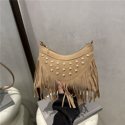 Bohemian Fringe Detail Crossbody Bag Acalora