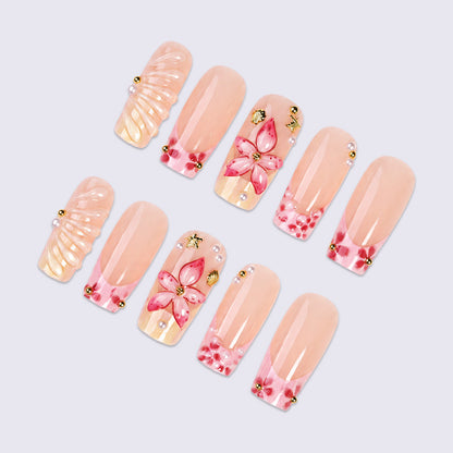 Decorative Floral Embellished Press-On Nails Acalora