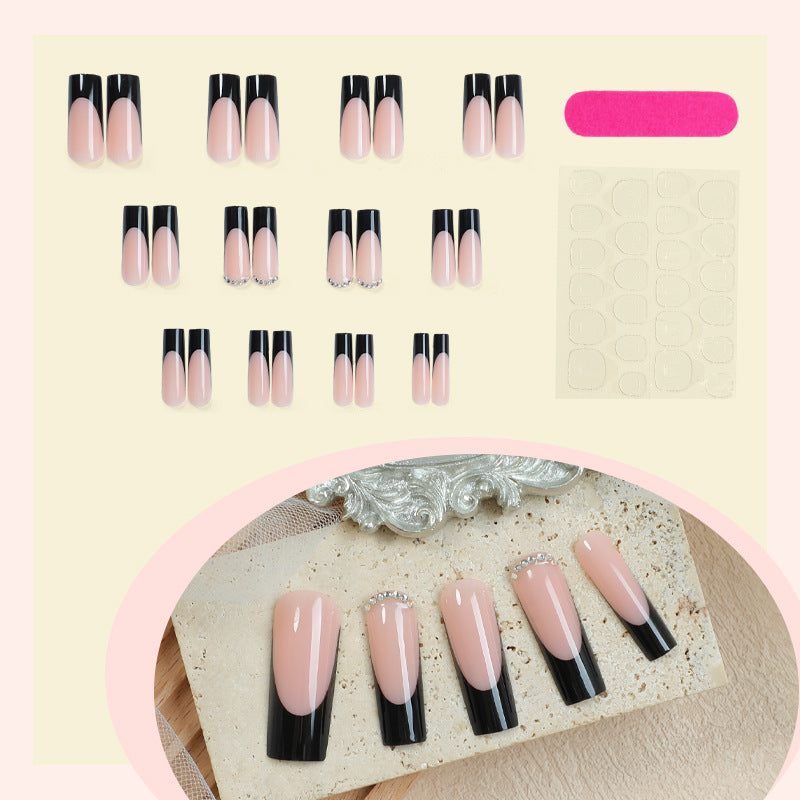 Glossy Press-On Nail Set with Stylish French Tip Design Acalora