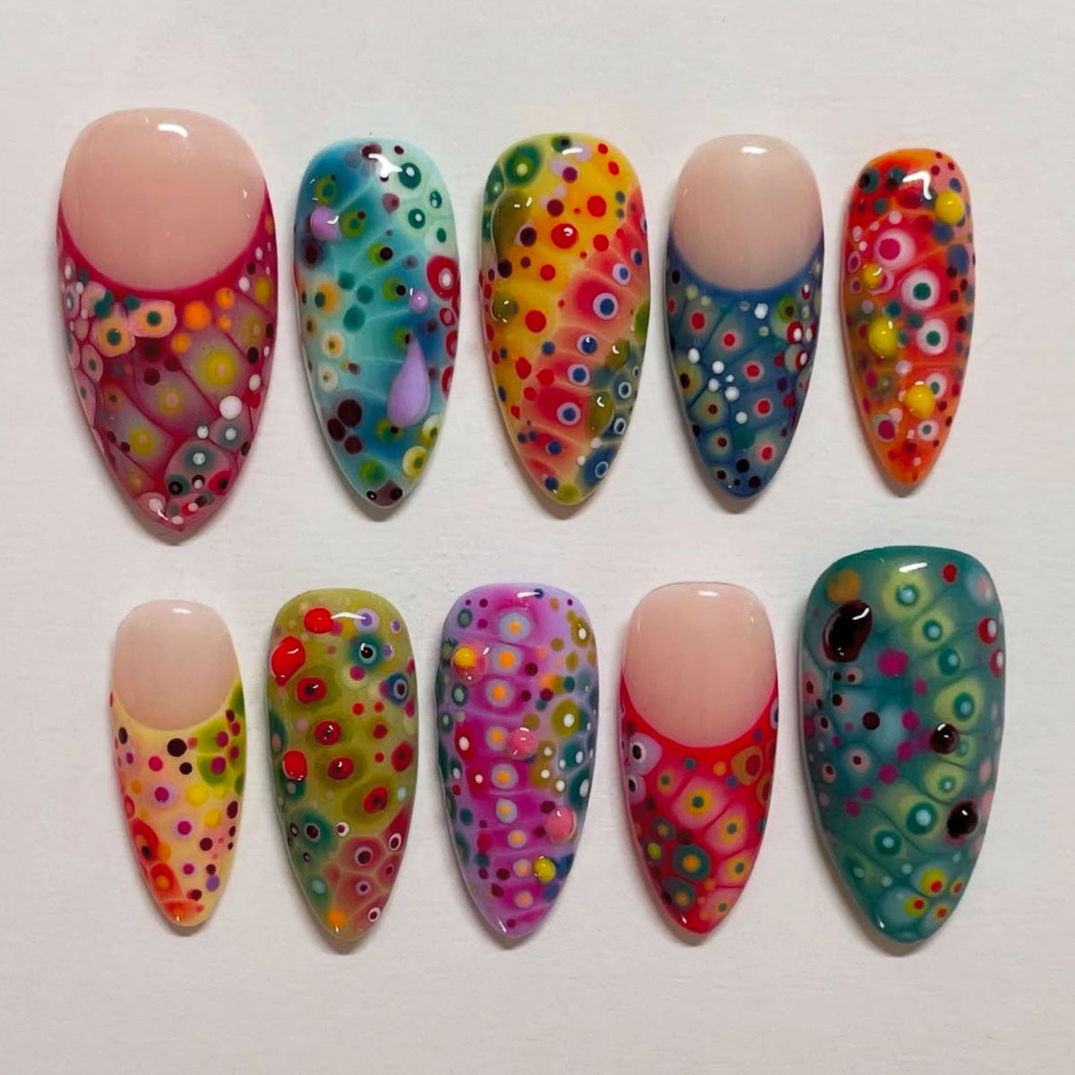 Colorful Artistic Press-On Nail Set Acalora