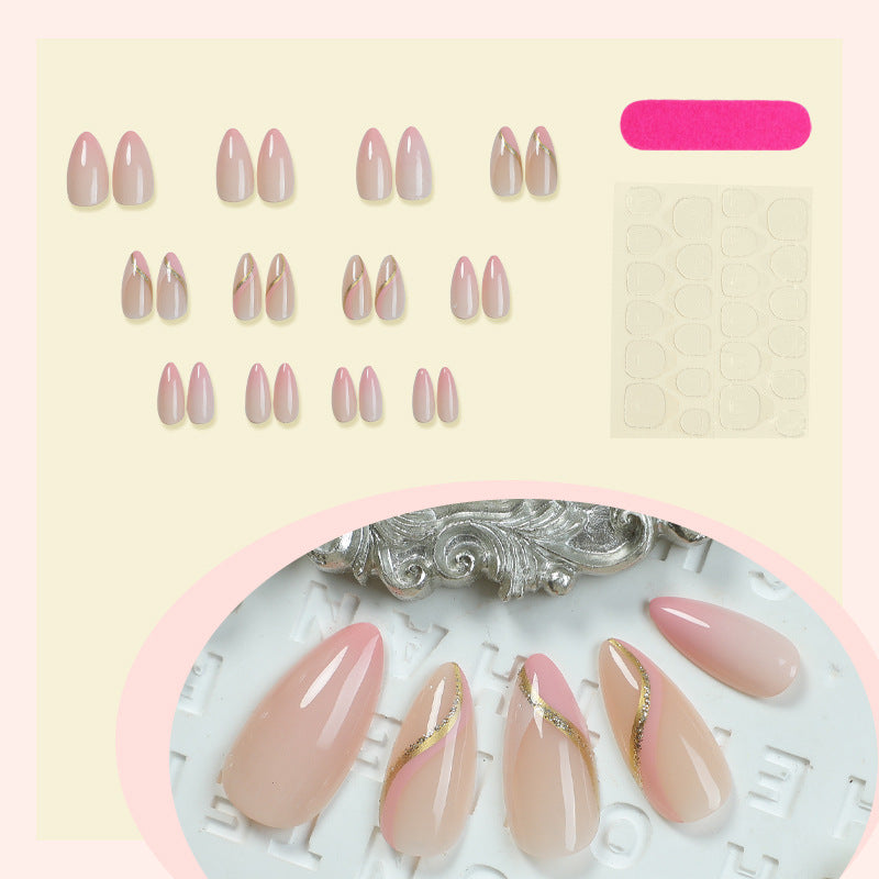 High-Quality Press-On Nails with Elegant Gold Accent Designs Acalora