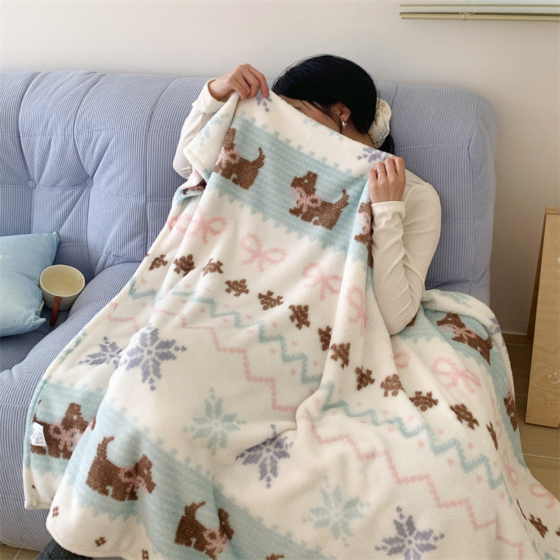 Cozy Plush Cartoon Dog-Themed Throw Blanket