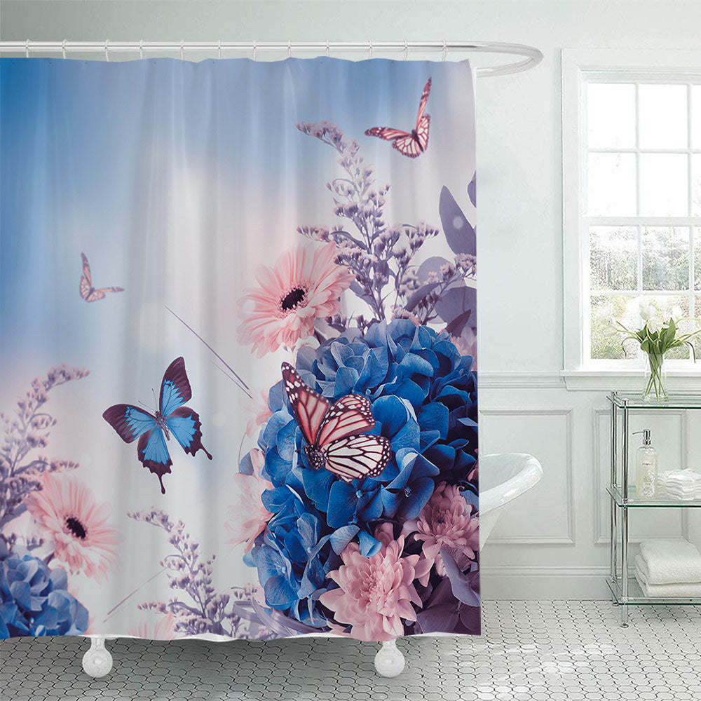 Butterfly-Inspired Floral Shower Curtain