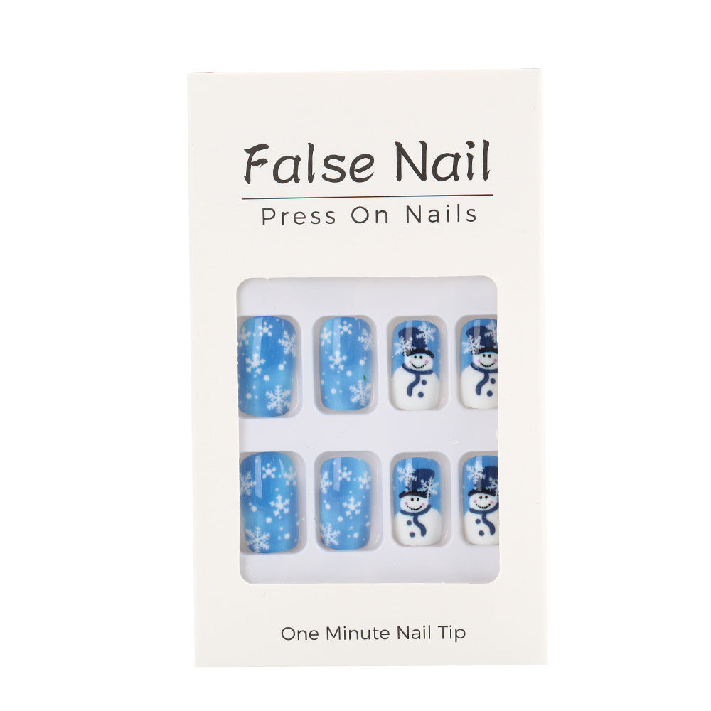 Artificial nails with wintry snowman design Acalora