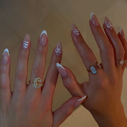 Artistic Press-On Nail Set with Elegant Designs Acalora