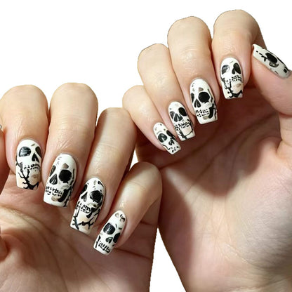 Artistic Skull-Themed Nail Art Acalora