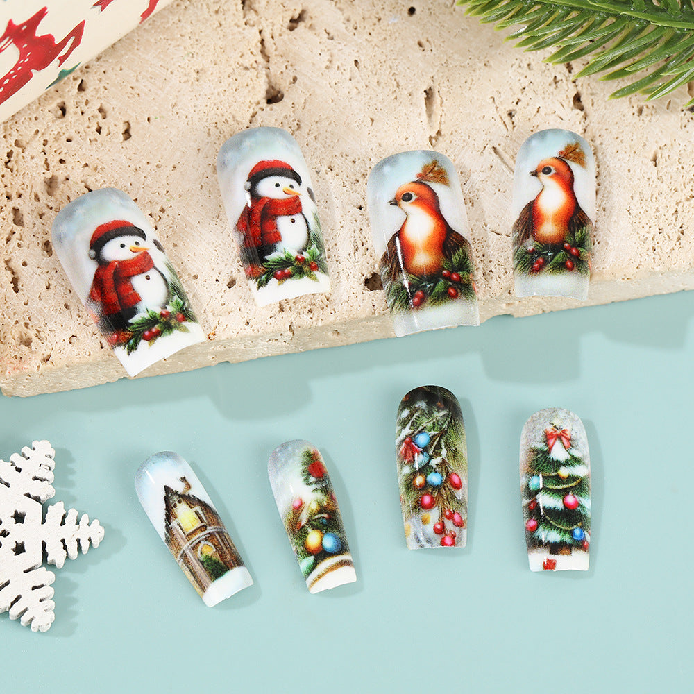 Creative artificial nails in festive Christmas design Acalora