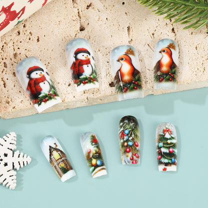 Creative artificial nails in festive Christmas design Acalora