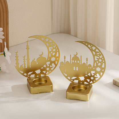 Decorative Crescent Mosque Metal Tealight Candle Holder Acalora