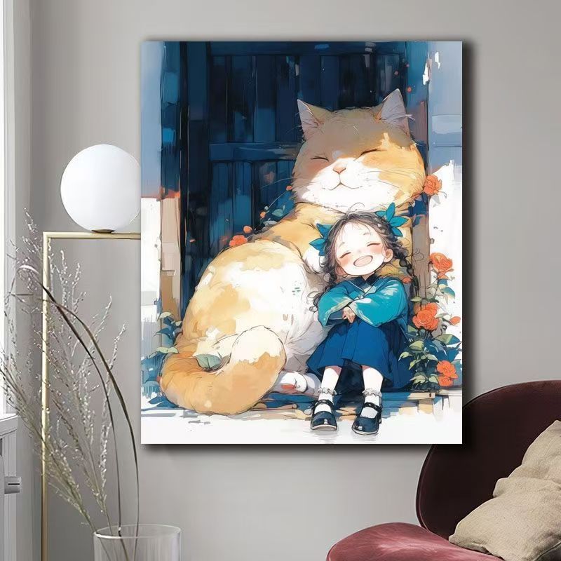 Illustrated Cat-Themed Wall Art