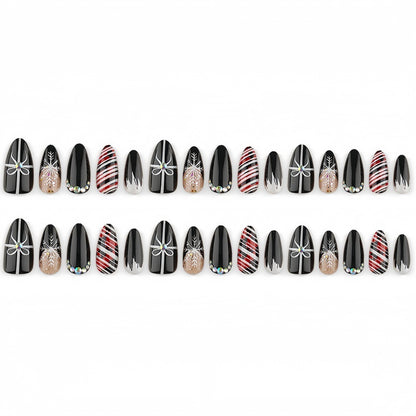 Artificial nail set with festive design and glitter accents Acalora