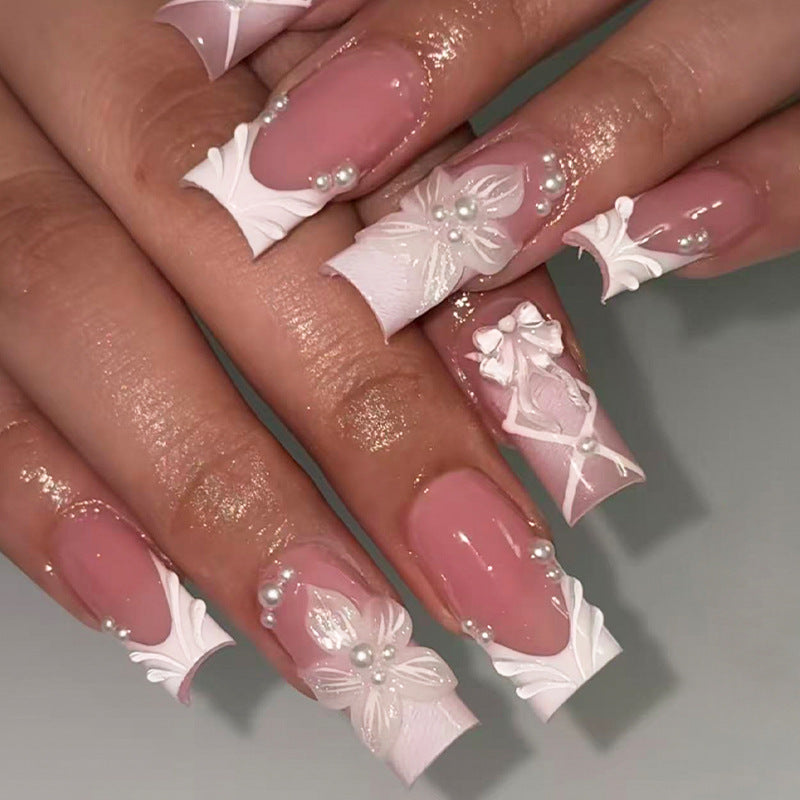 Elegant Press-On Nail Collection with Floral Accents Acalora