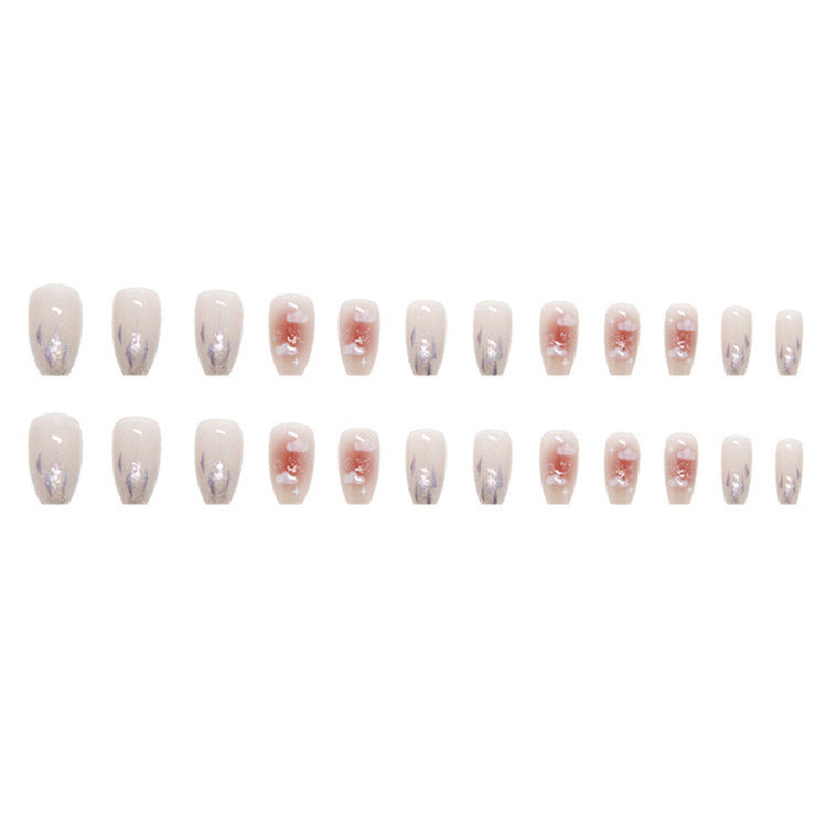 Artificial nail set with floral design and glitter accents Acalora