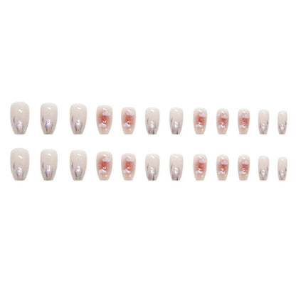 Artificial nail set with floral design and glitter accents Acalora
