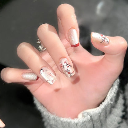 Elegant Floral Artistic Press-On Nails Acalora