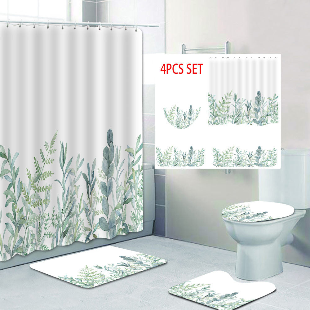 Botanical Leaf Pattern Shower Curtain