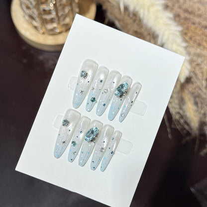 Glamorous Crystal Embellished Press-On Nails Acalora