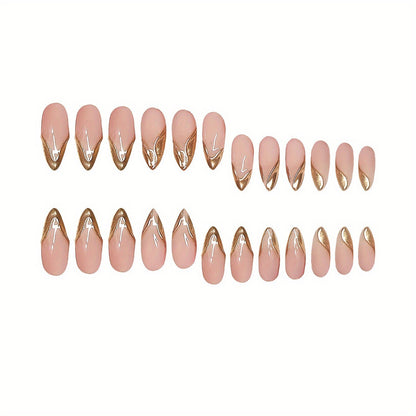 Elegant Stiletto Press-On Nails with Gold Accent Tips Acalora