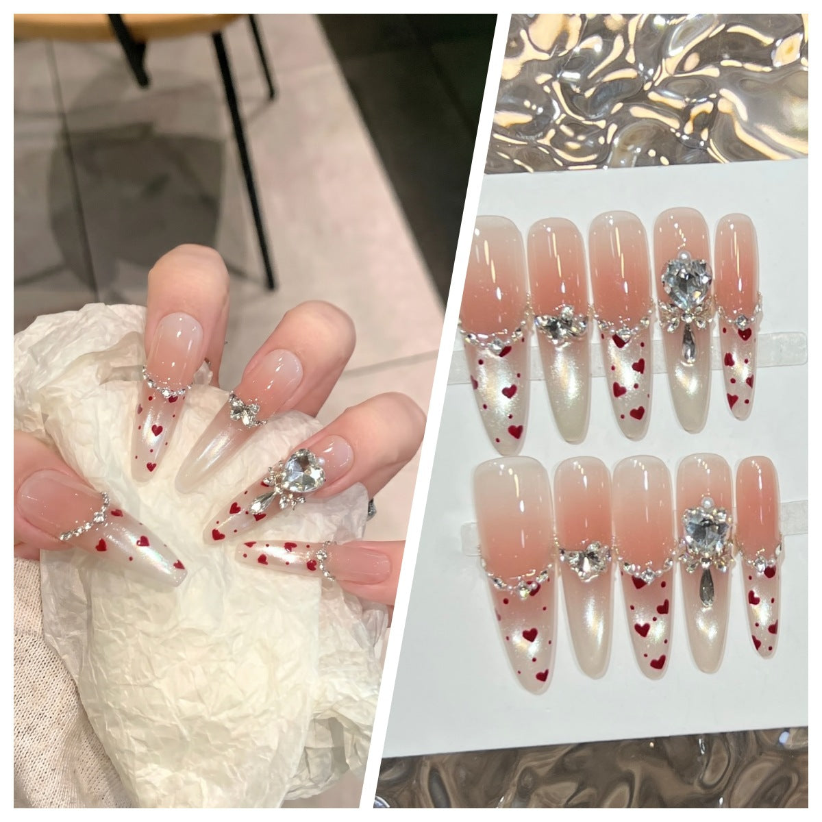 Artistic Stiletto Press-On Nail Set with Charming Patterns Acalora