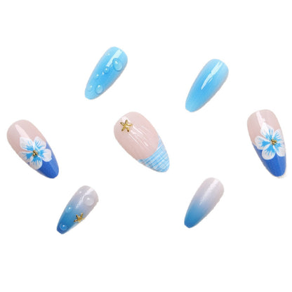 Elegant Artificial Nails with Maritime Design Acalora