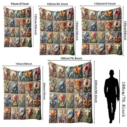 Decorative Floral Art Throw Blanket