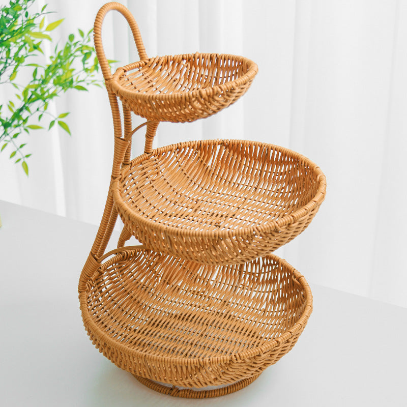 Multi-Tiered Wicker Display Stand Acalora