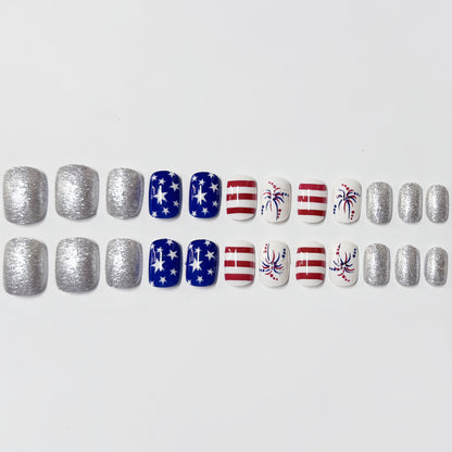 Patriotic Themed Press-On Nail Art Set Acalora