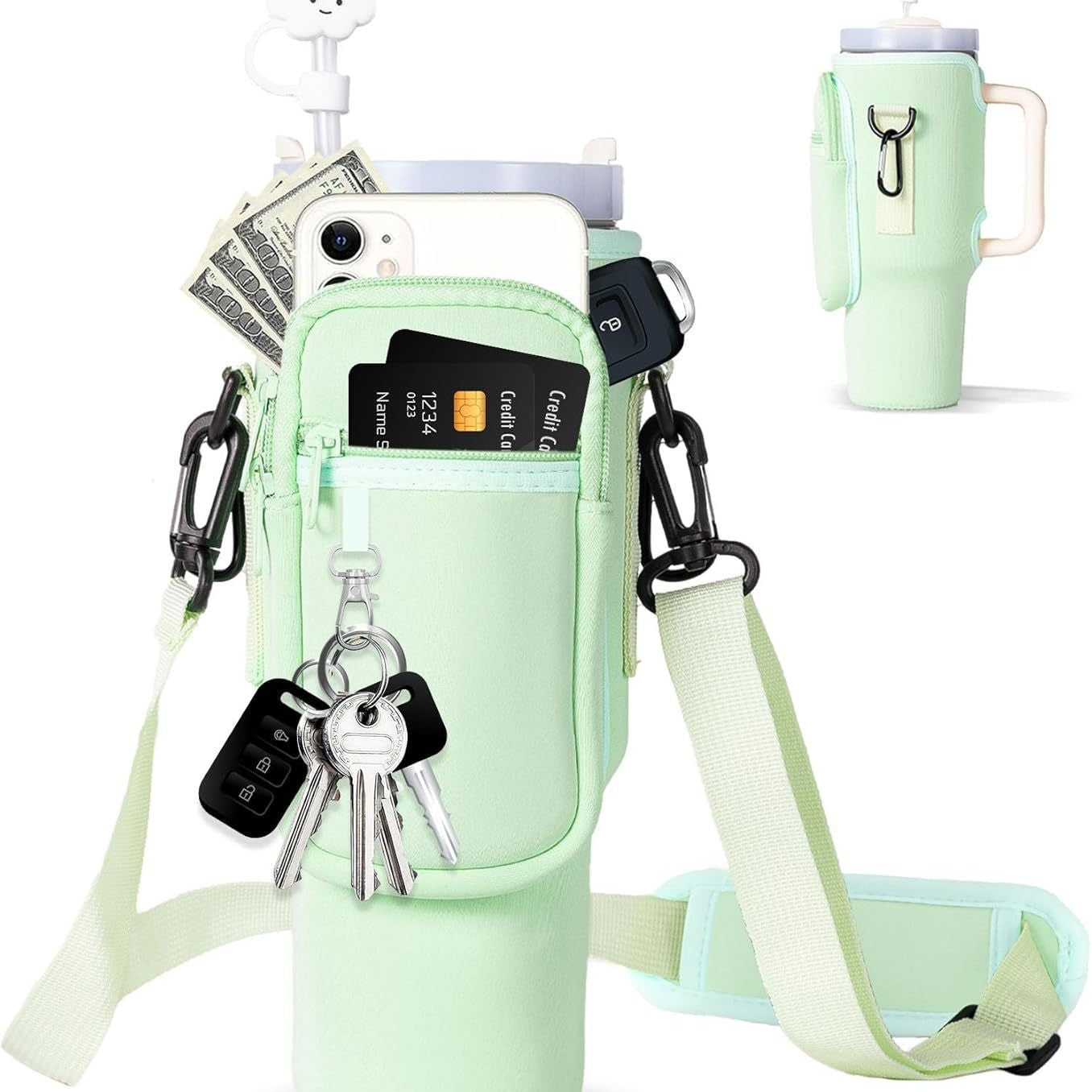 Ladies trendy and sparkling drinking bottle with shoulder bag Bowlift