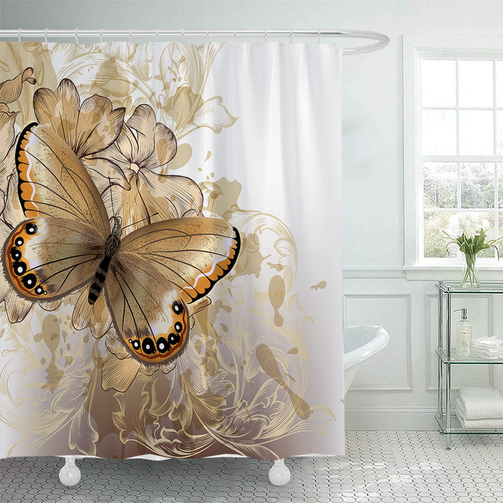 Butterfly-Inspired Floral Shower Curtain