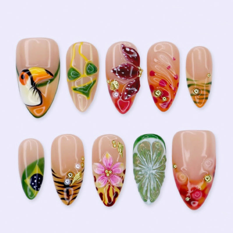 Artistic Tropical Press-On Nail Set Acalora