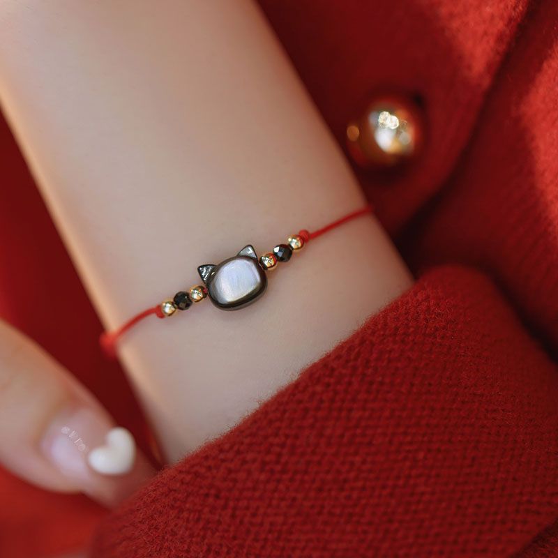 Adjustable Cat-Themed Charm Bracelet Acalora