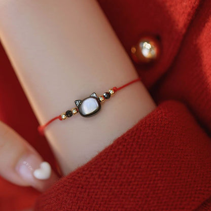 Adjustable Cat-Themed Charm Bracelet Acalora
