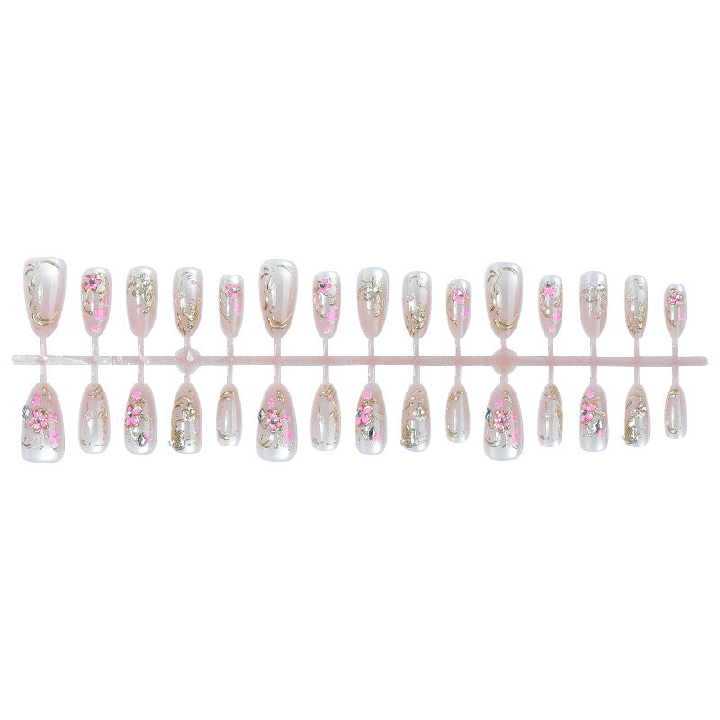 Decorative Press-On Nail Art Set with Floral Design Acalora