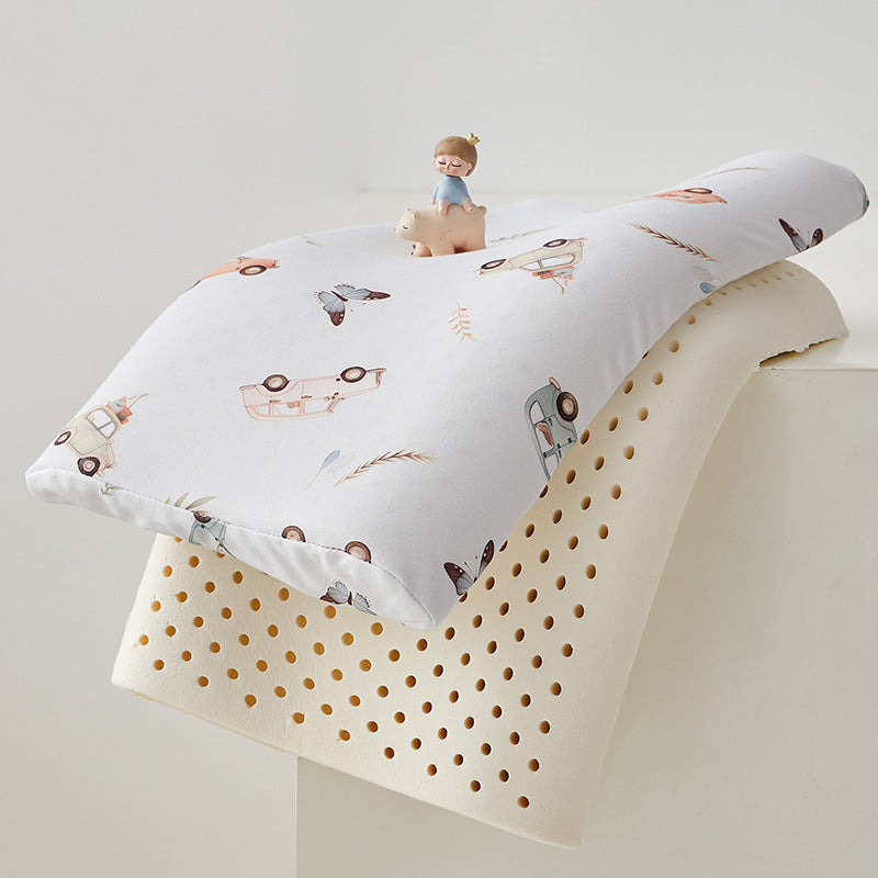 Children's sleeping pillow with hypoallergenic cover and cute vehicle motif Bowlift